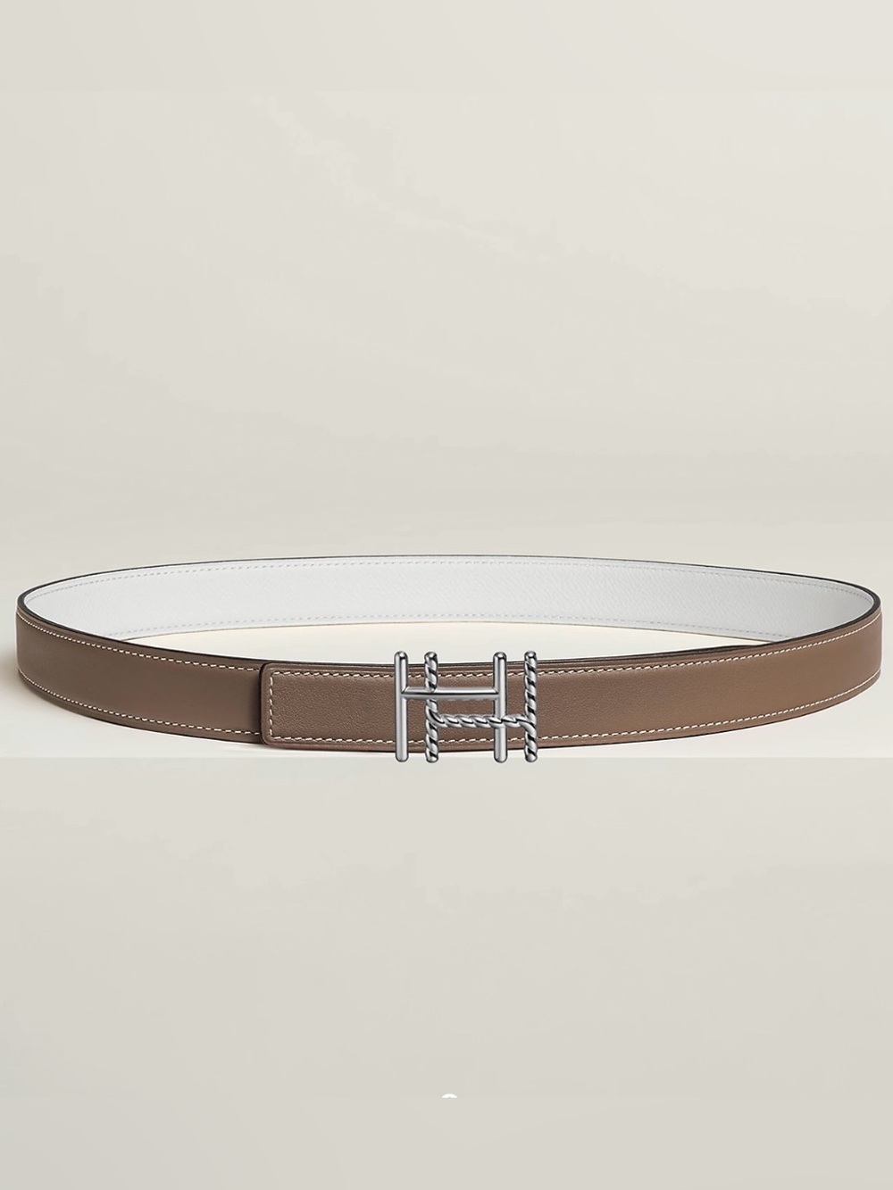 Hermes Silver H Carre Twist belt buckle 24mm